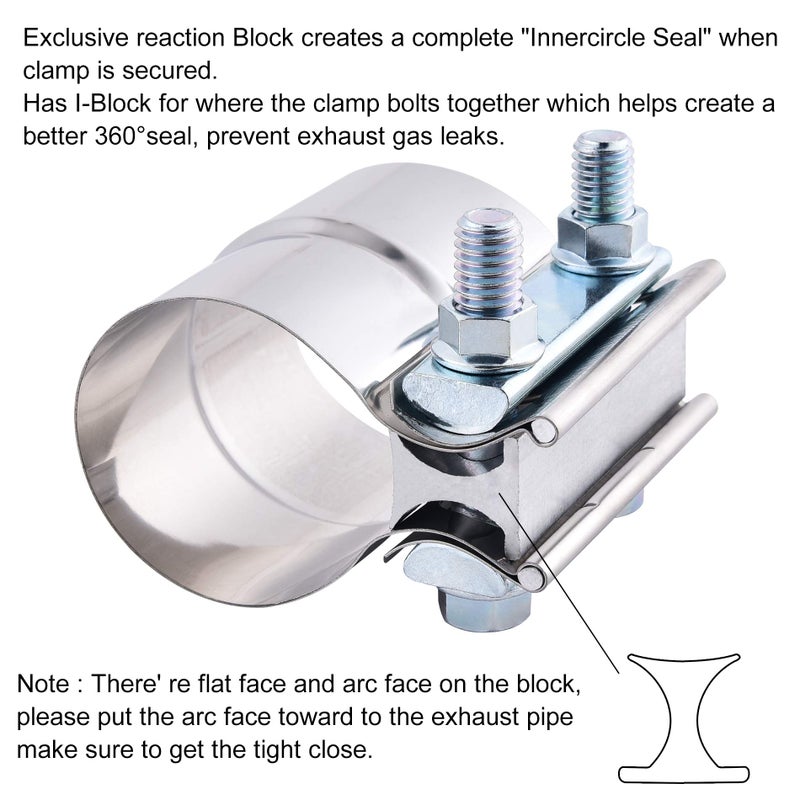 ESPEEDER ZFBB2.5" Lap Joint Band Clamp Exhaust Clamps Pipe Repair Parts Stainless Steel - Image 5